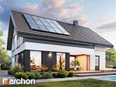 „Dom w rutewkach (GE) OZE” | Projekt domu z poddaszem użytkowym i dwuspadowym dachem w kolorze antracytu 